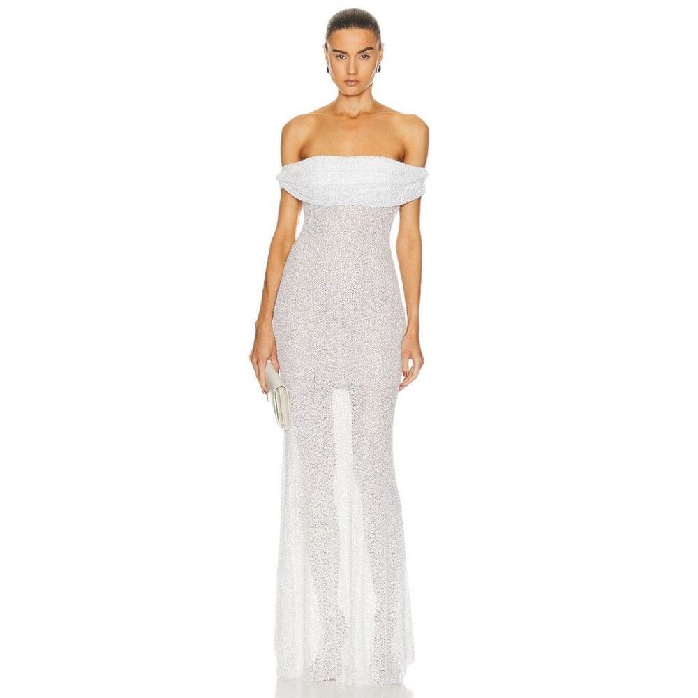 self-portrait Beaded Maxi Dress in White‎ - Picture 2 of 16